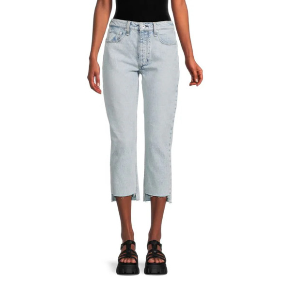 NWT Rag & Bone Nina High Rise Shorty Cigarette Jeans Raw Mica Women's Size 33 - Picture 2 of 6
